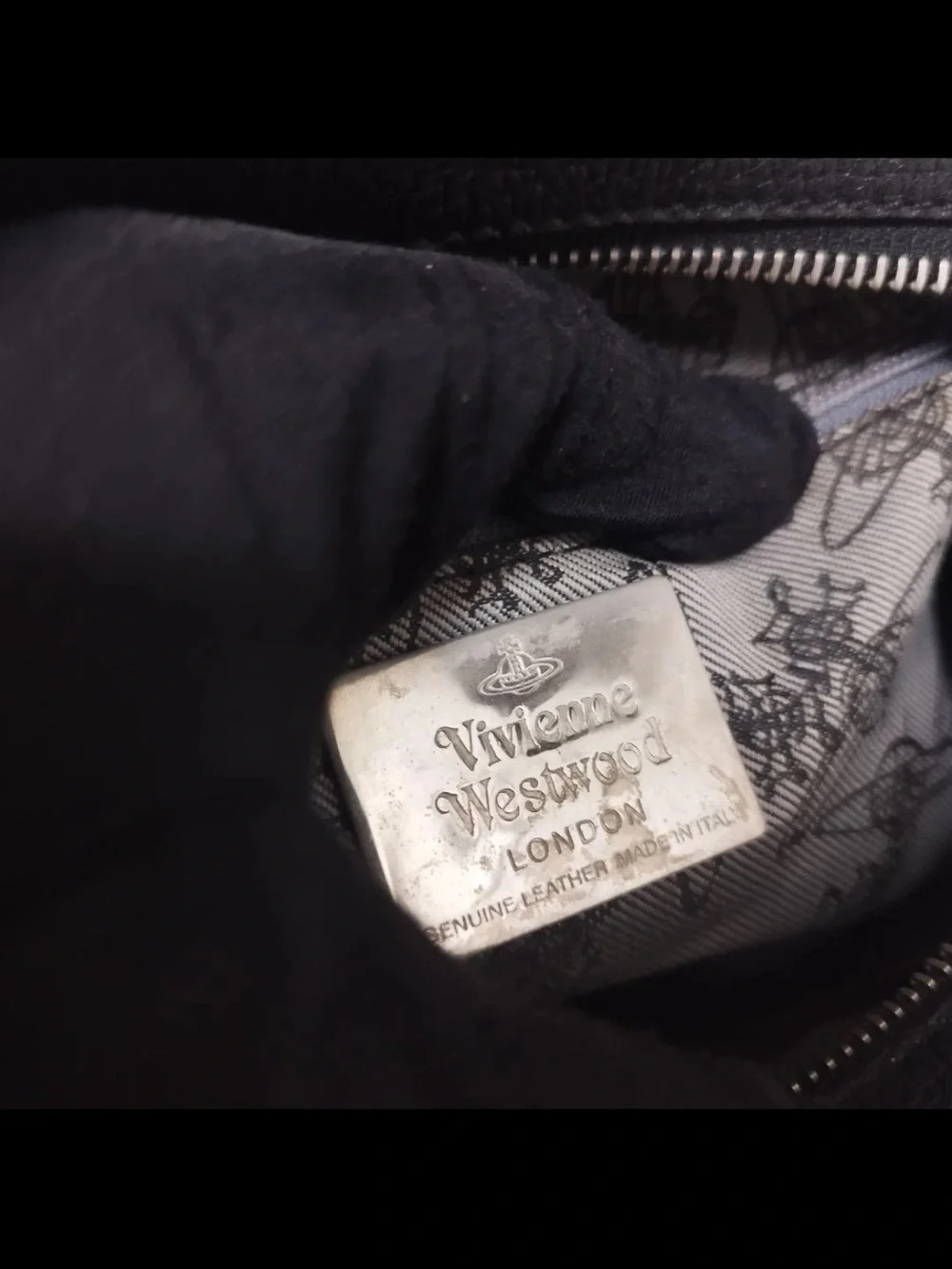 Vivienne Westwood Black Embossed Leather Satchel